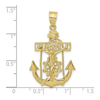 10K Yellow Gold Mariners Crucifix Pendant – view 5