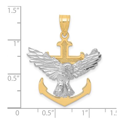 10K Two-Tone Gold Mariners Cross Eagle Pendant – view 3