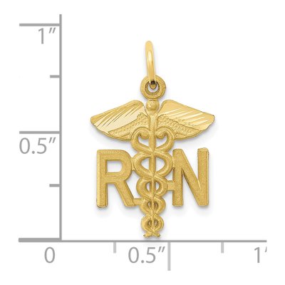 10K Yellow Gold Nurse RN Caduceus Charm – view 4
