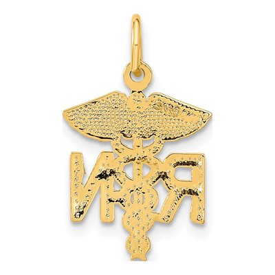 10K Yellow Gold Nurse RN Caduceus Charm – view 5
