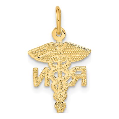 10K Yellow Gold Nurse RN Pendant – view 5