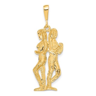 10K Yellow Gold Gemini Zodiac Pendant – view 5