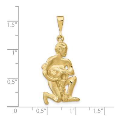 10K Yellow Gold Aquarius Zodiac Pendant – view 4