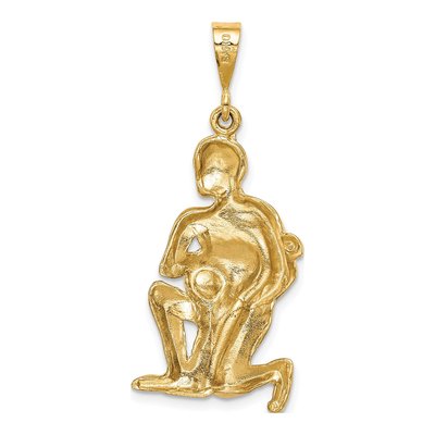 10K Yellow Gold Aquarius Zodiac Pendant – view 5