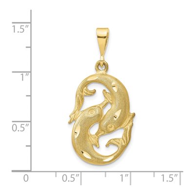 10K Yellow Gold Pisces Zodiac Pendant – view 4