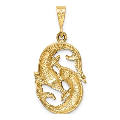 10K Yellow Gold Pisces Zodiac Pendant – view 5