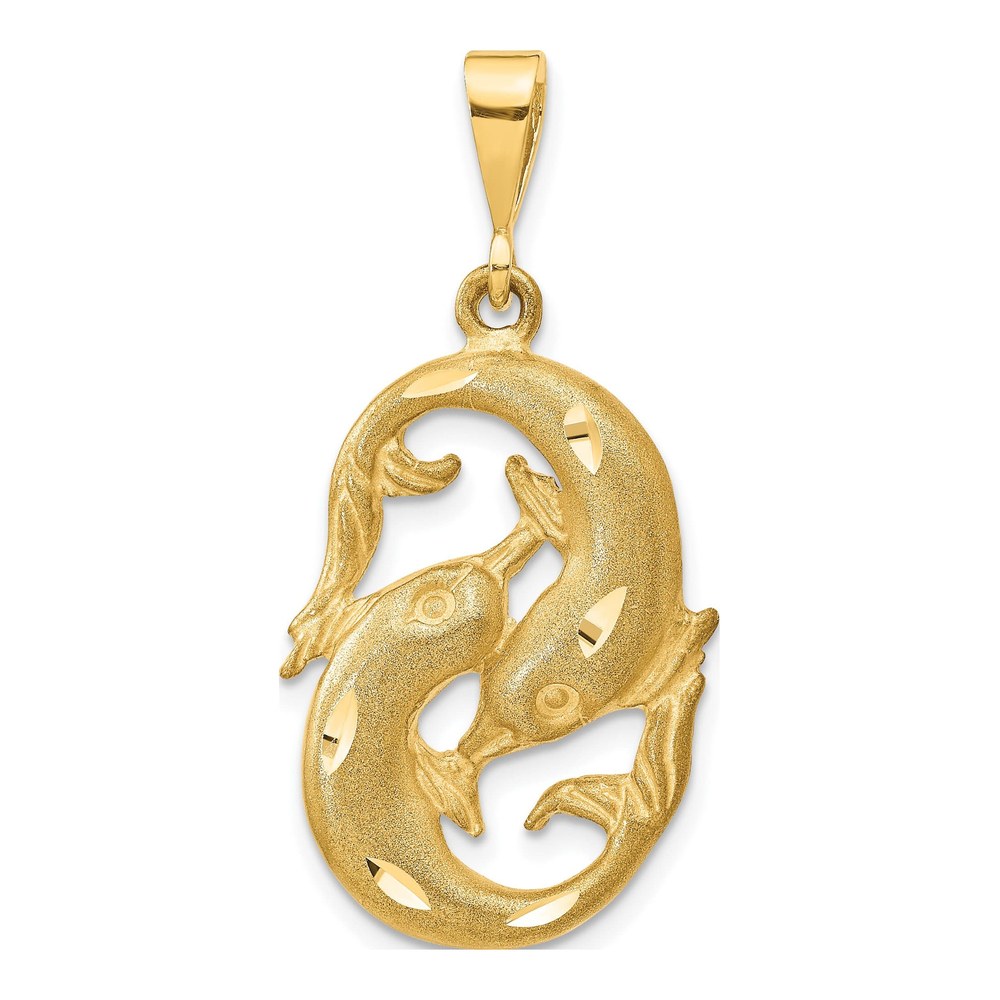 10K Yellow Gold Pisces Zodiac Pendant