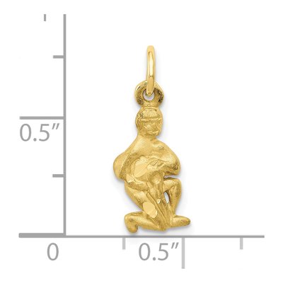 10K Yellow Gold Aquarius Zodiac Pendant – view 4