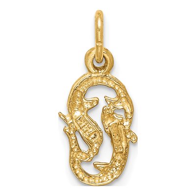 10K Yellow Gold Pisces Zodiac Pendant – view 5