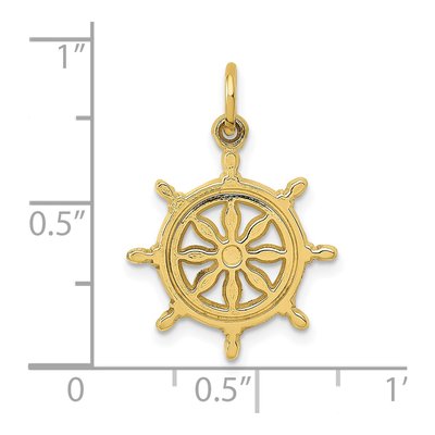 10K Yellow Gold Ships Wheel Pendant – view 4