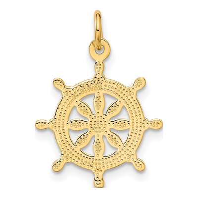 10K Yellow Gold Ships Wheel Pendant – view 5