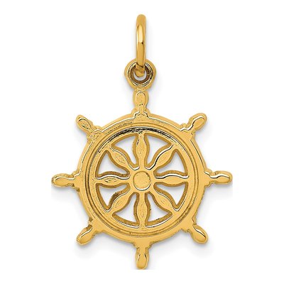 10K Yellow Gold Ships Wheel Pendant
