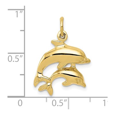 10K Yellow Gold Two Dolphins Pendant – view 4
