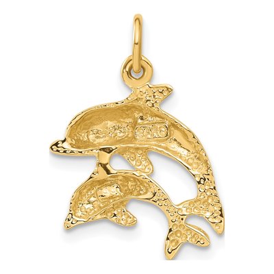 10K Yellow Gold Two Dolphins Pendant – view 5
