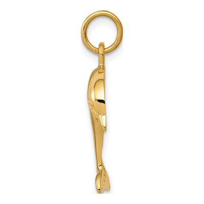 10K Yellow Gold Jumping Dolphin Pendant – view 3