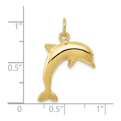 10K Yellow Gold Jumping Dolphin Pendant – view 4