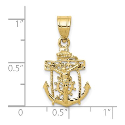 10K Yellow Gold Mariners Crucifix Pendant – view 4