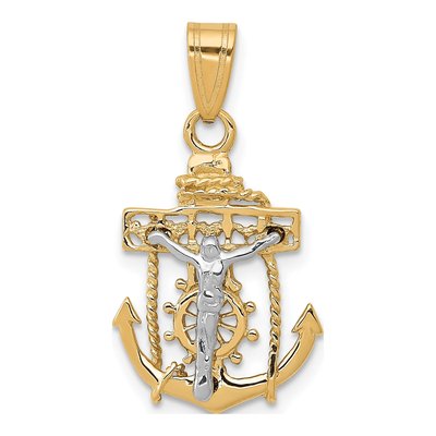 10K Two-Tone Gold Mariners Crucifix Pendant