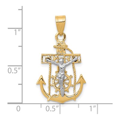 10K Two-Tone Gold Mariners Crucifix Pendant – view 2