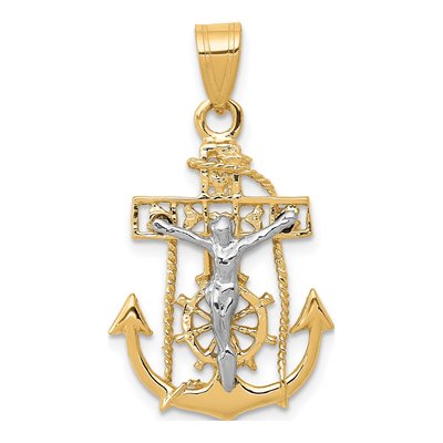 10K Two-Tone Gold Mariners Crucifix Pendant