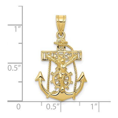 10K Yellow Gold Mariners Crucifix Pendant – view 4