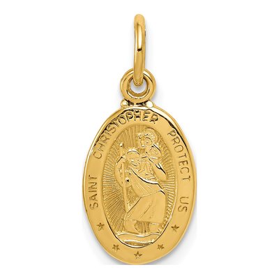 10K Yellow Gold Small Oval St Christopher Charm