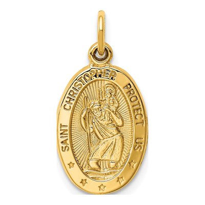10K Yellow Gold Oval Saint Christopher Charm