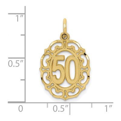 10K Yellow Gold Oval Number 50 Pendant – view 4