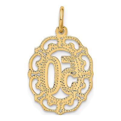 10K Yellow Gold Oval Number 50 Pendant – view 5