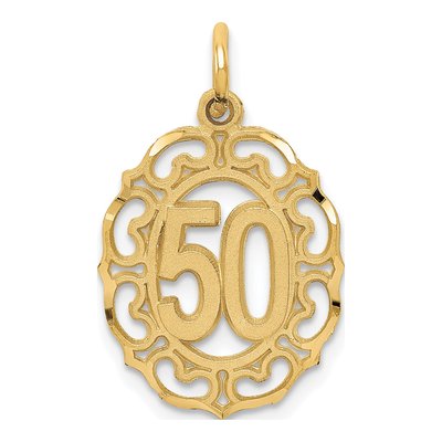 10K Yellow Gold Oval Number 50 Pendant