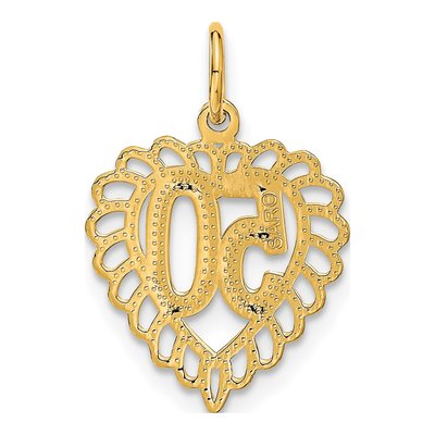 10K Yellow Gold Number 50-Heart Pendant – view 5