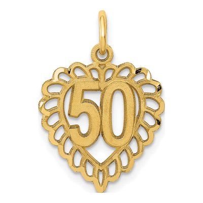 10K Yellow Gold Number 50-Heart Pendant