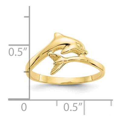 10K Yellow Gold Dolphin Bypass Ring – view 4