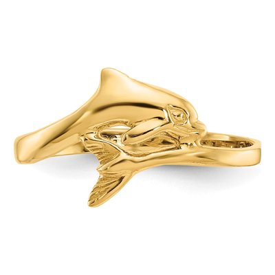 10K Yellow Gold Dolphin Bypass Ring – view 6