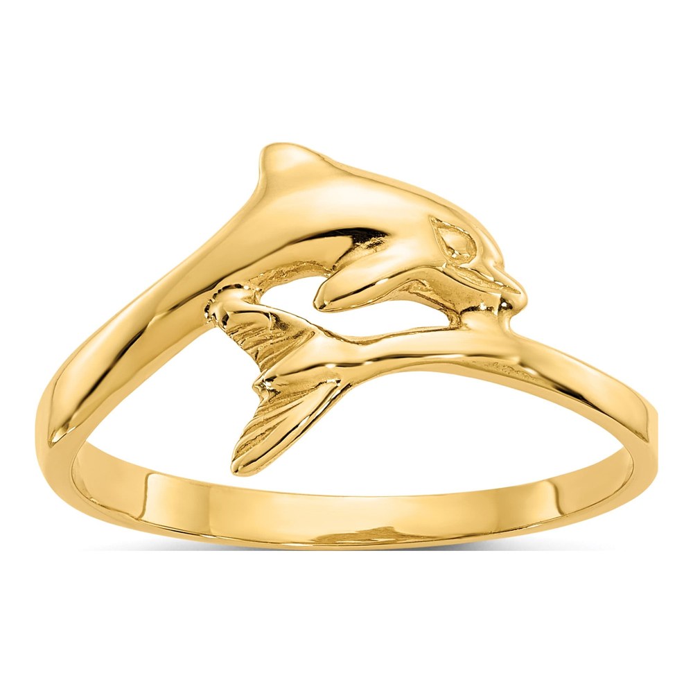 10K Yellow Gold Dolphin Bypass Ring