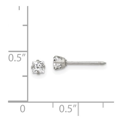 Stainless Steel CZ Square Piercing Stud Earrings – view 4