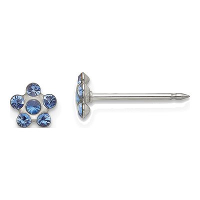 Stainless Steel Crystal Flower Stud Earrings