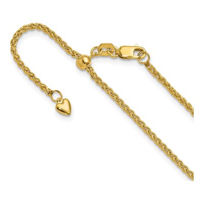 14K Yellow Gold 1.6mm Semi-Solid Wheat Chain