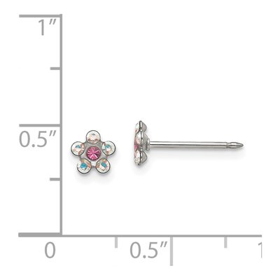 Stainless Steel Crystal Flower Stud Earrings – view 4