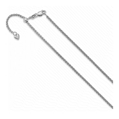 14K White Gold 1.6mm Semi-Solid Wheat Chain