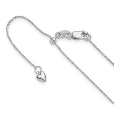 14K White Gold 0.8mm Diamond-Cut Wheat Chain