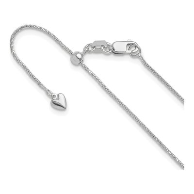 14K White Gold 0.95mm Diamond-Cut Wheat Chain