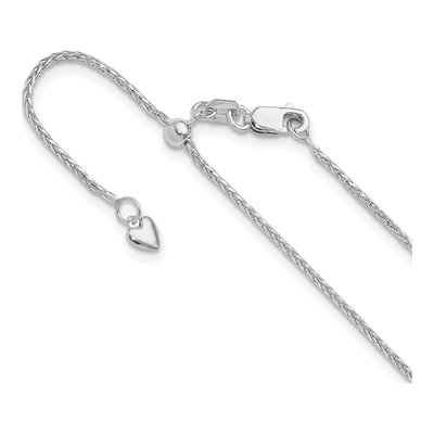 14K White Gold 1.2mm Diamond-Cut Wheat Chain