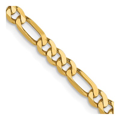 14K Yellow Gold 3mm Flat Figaro Chain