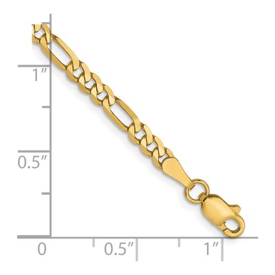 14K Yellow Gold 3mm Flat Figaro Chain Bracelet – view 3
