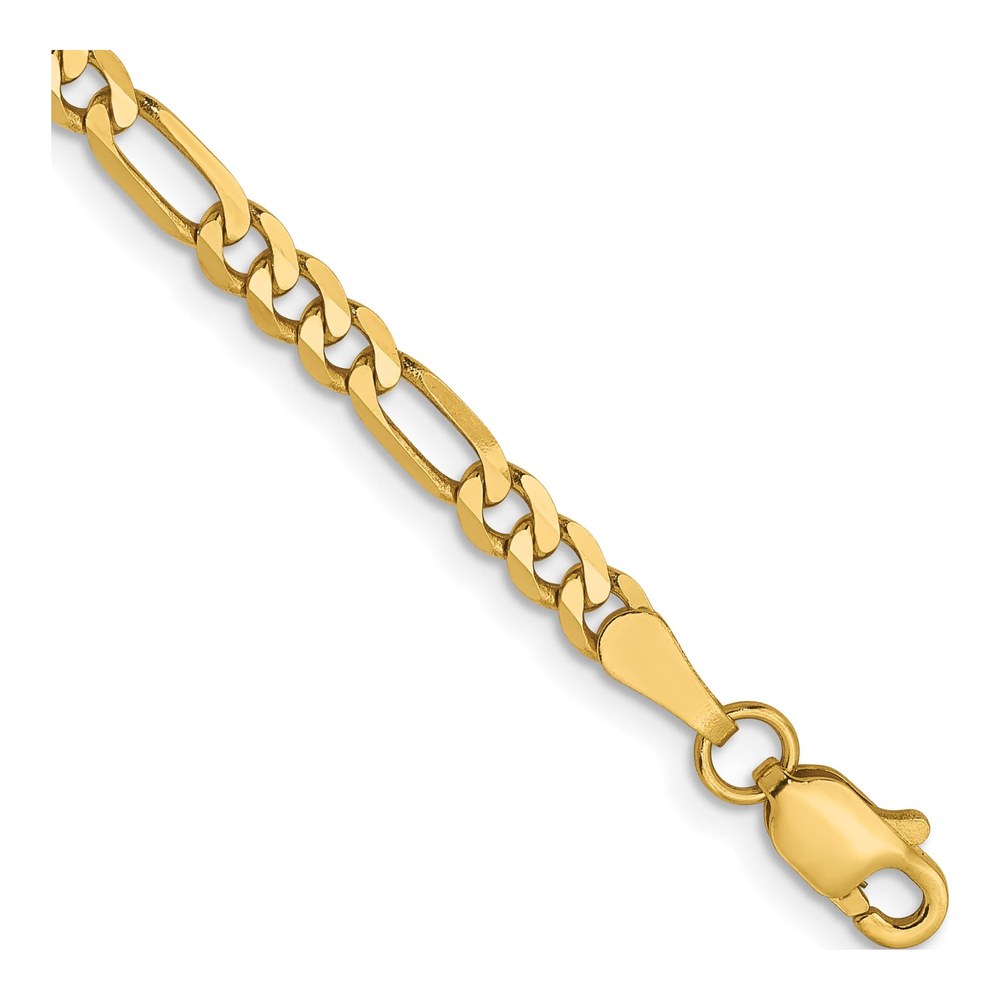 14K Yellow Gold 3mm Flat Figaro Chain Bracelet