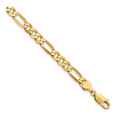 14K Yellow Gold 5.5mm Flat Figaro Chain Bracelet