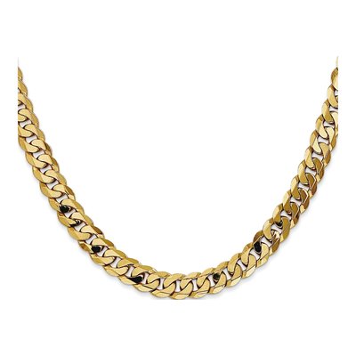 14K Gold 7.25mm Flat Beveled Curb Chain, 22 Inch – view 3