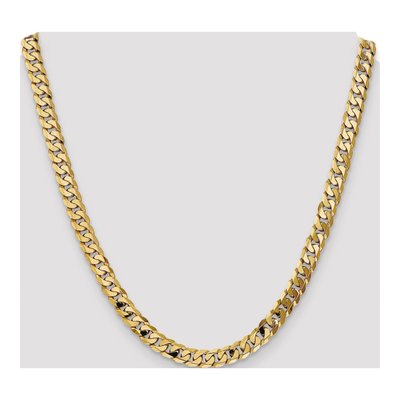 14K Gold 7.25mm Flat Beveled Curb Chain, 22 Inch – view 5