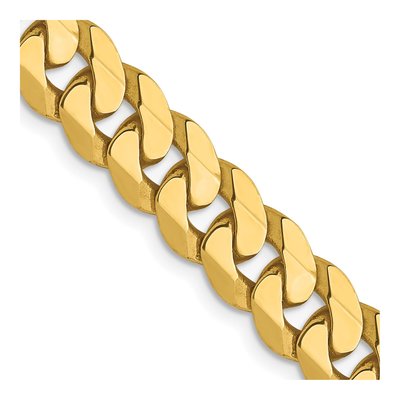 14K Yellow Gold 6.75mm Flat Beveled Curb Chain